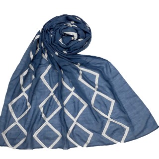 Designer Zig Zag Grid Hijab - Blue